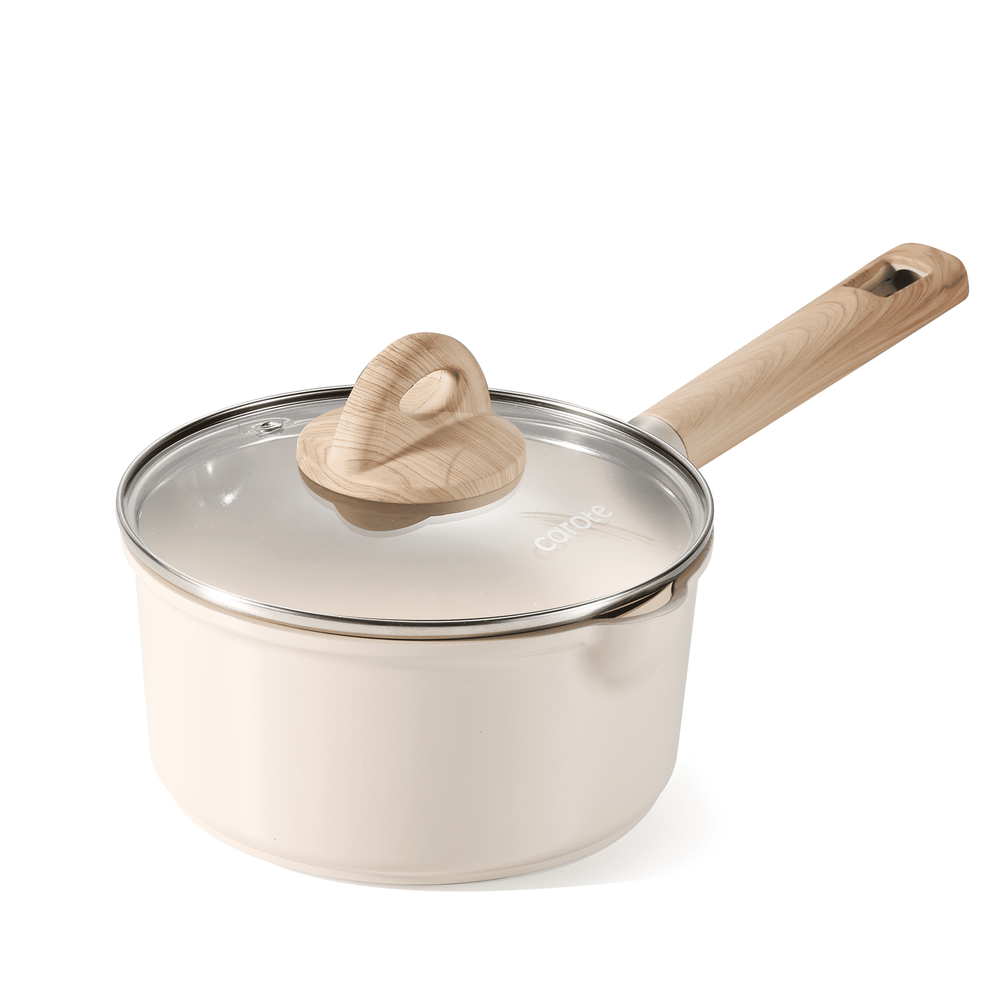 CAROTE 2qt Ceramic Nonstick Saucepan with Lid 7 Inch Induction Compatible Healthy Cookware