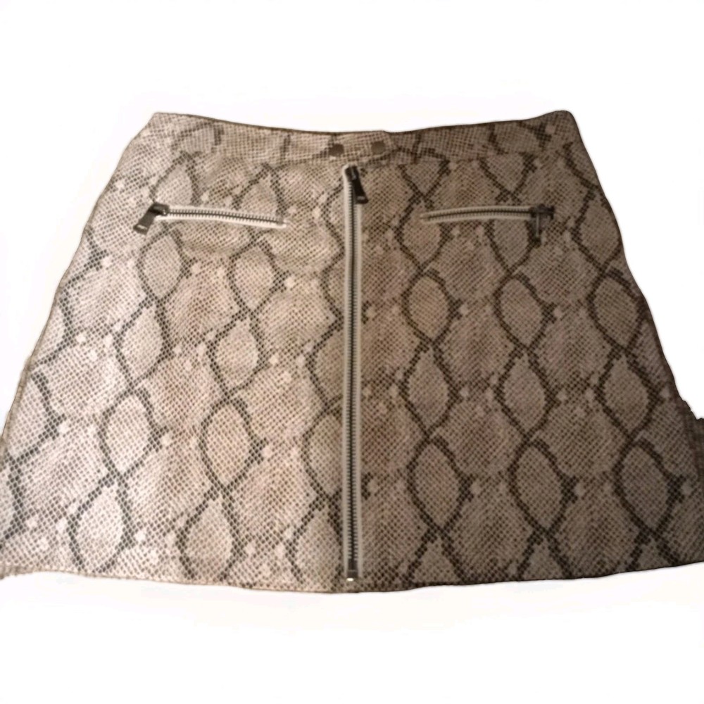 She+Sky Snake Print Front Zip Mini Skirt Large