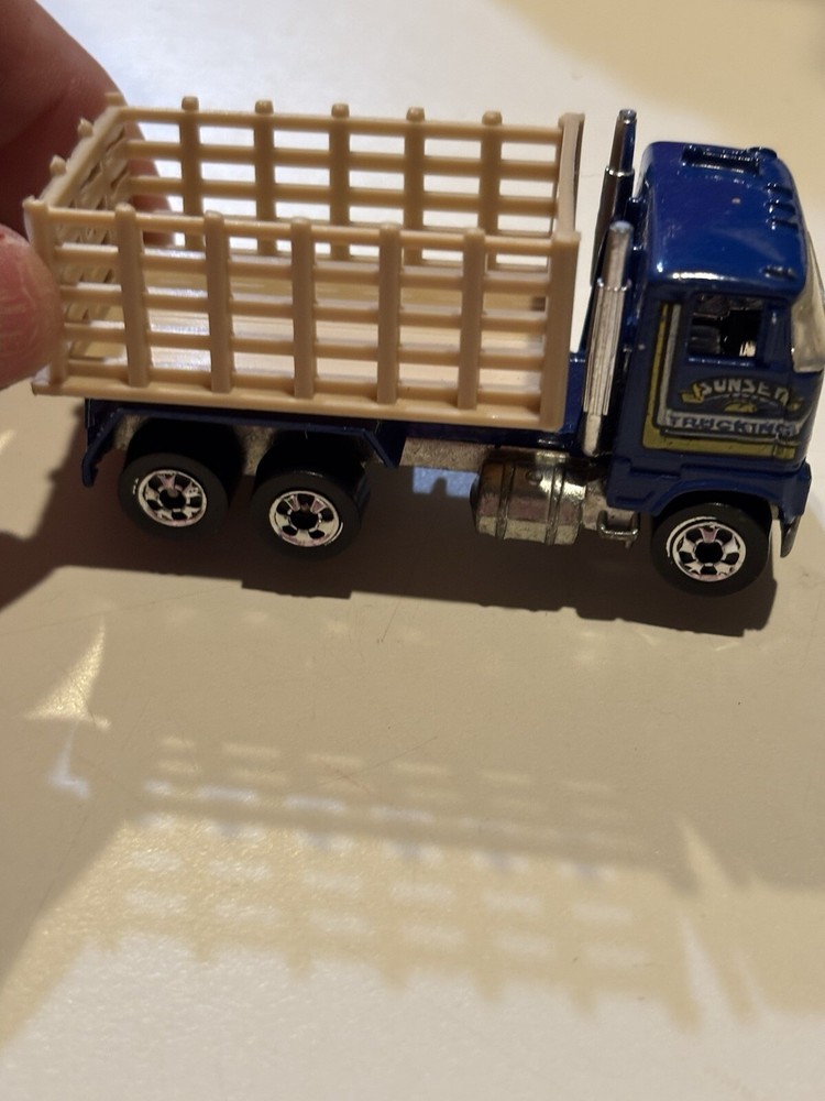 Vintage 1981 Hot Wheels Sunset Trucking Blue Stake Bed Truck Diecast- Malaysia