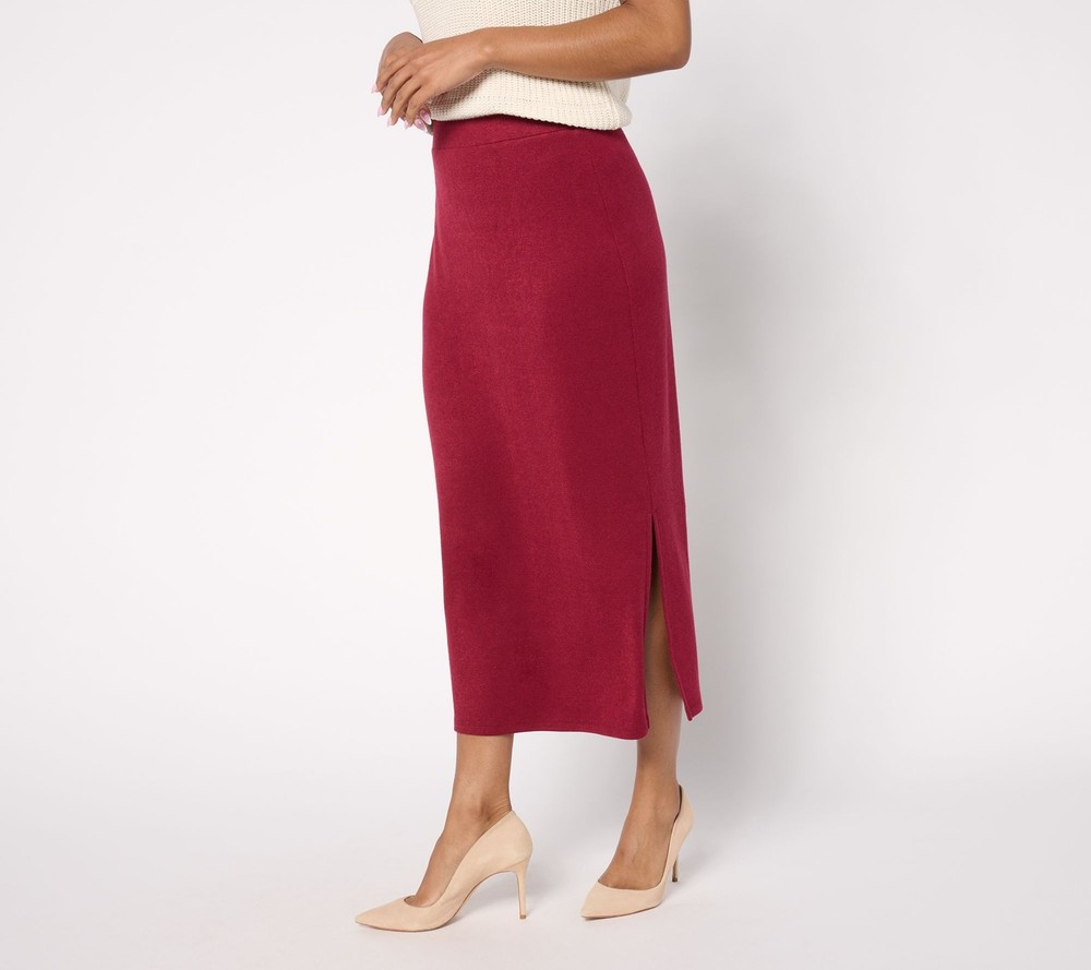 Dennis Basso Women's Skirt Sz XL Luxe Sweater Knit Long Red A672922
