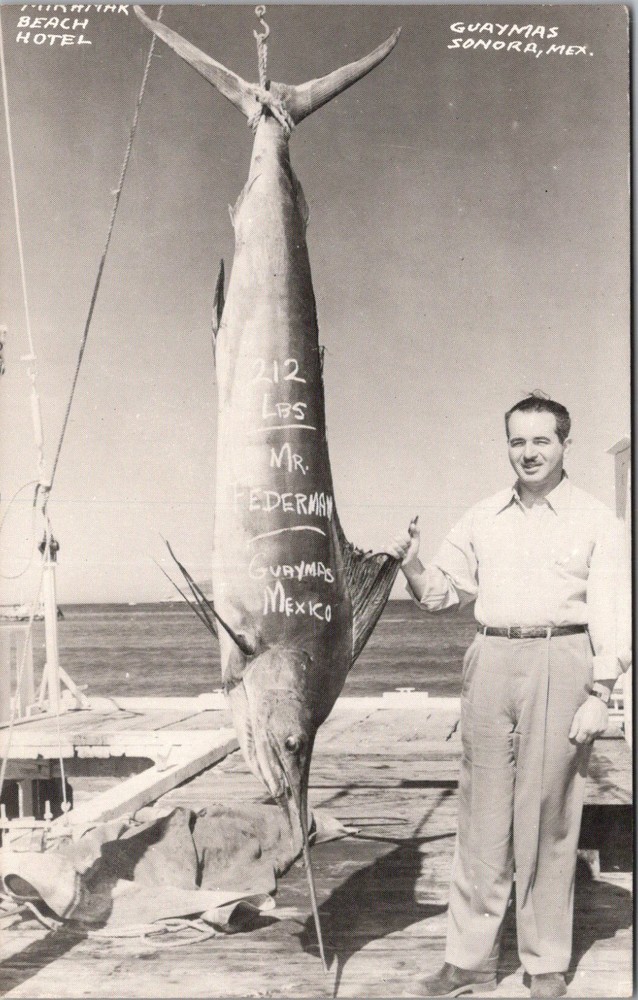 RPPC Fishing at Miramar Beach Hotel, Guaymas Sonora Mexico Vintage Postcard U11