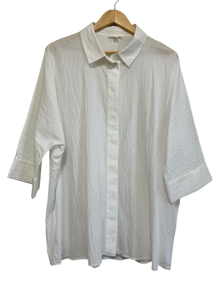 COS White Oversized Textured Button-Up Shirt Women's Large