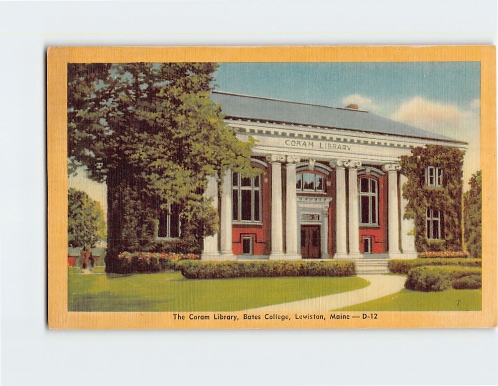 Postcard Coram Library Bates College Lewiston Maine USA