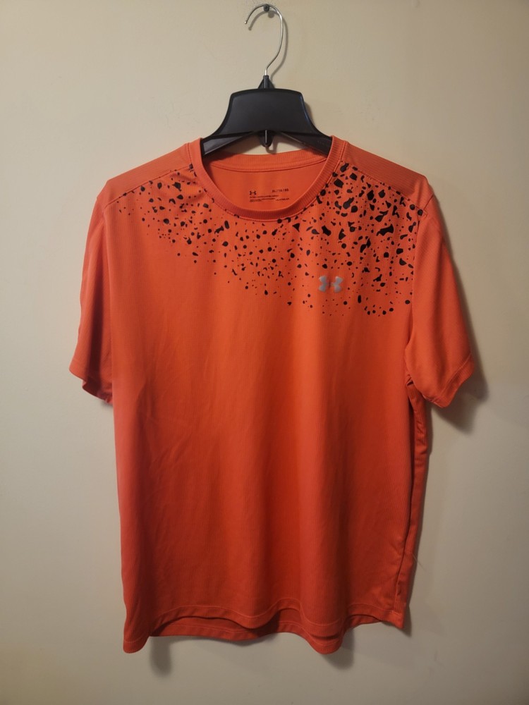 Under Armour HeatGear Shirt Mens XL Orange Short Sleeve Athletic Performance Tee