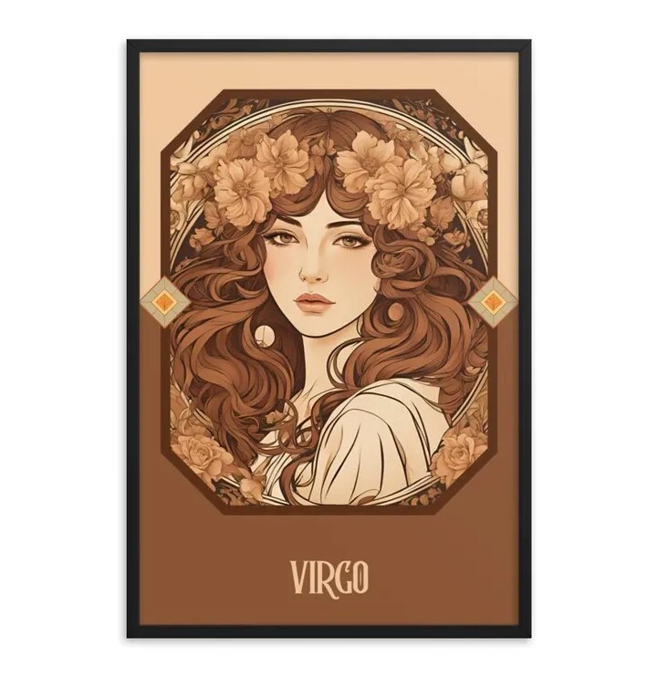 Virgo Zodiac Art Print - Art Nouveau Tarot Woman Illustration