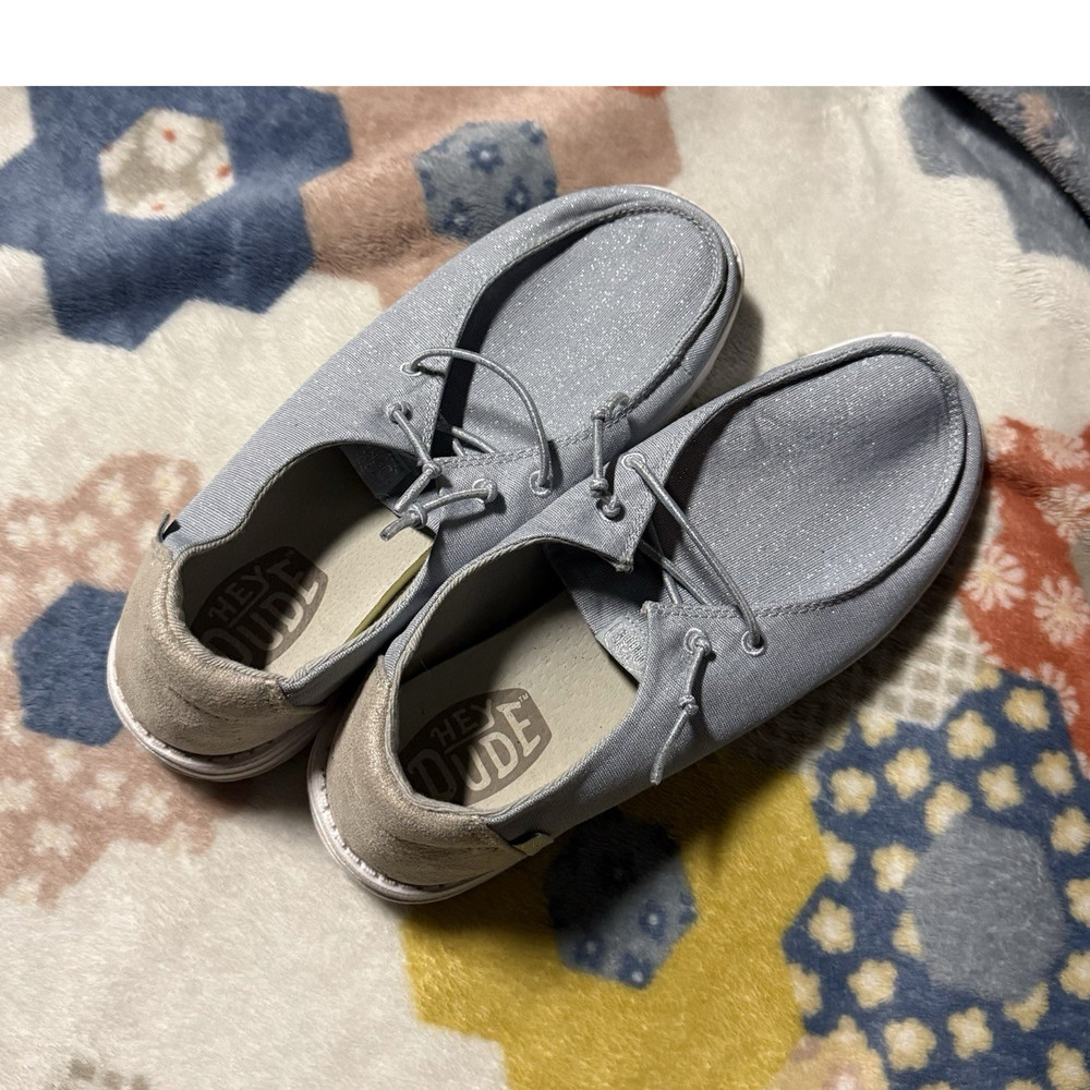 Hey Dude Men's Blue Moccasin Lace-Up Casual Shoes Solid Round Toe Size 8