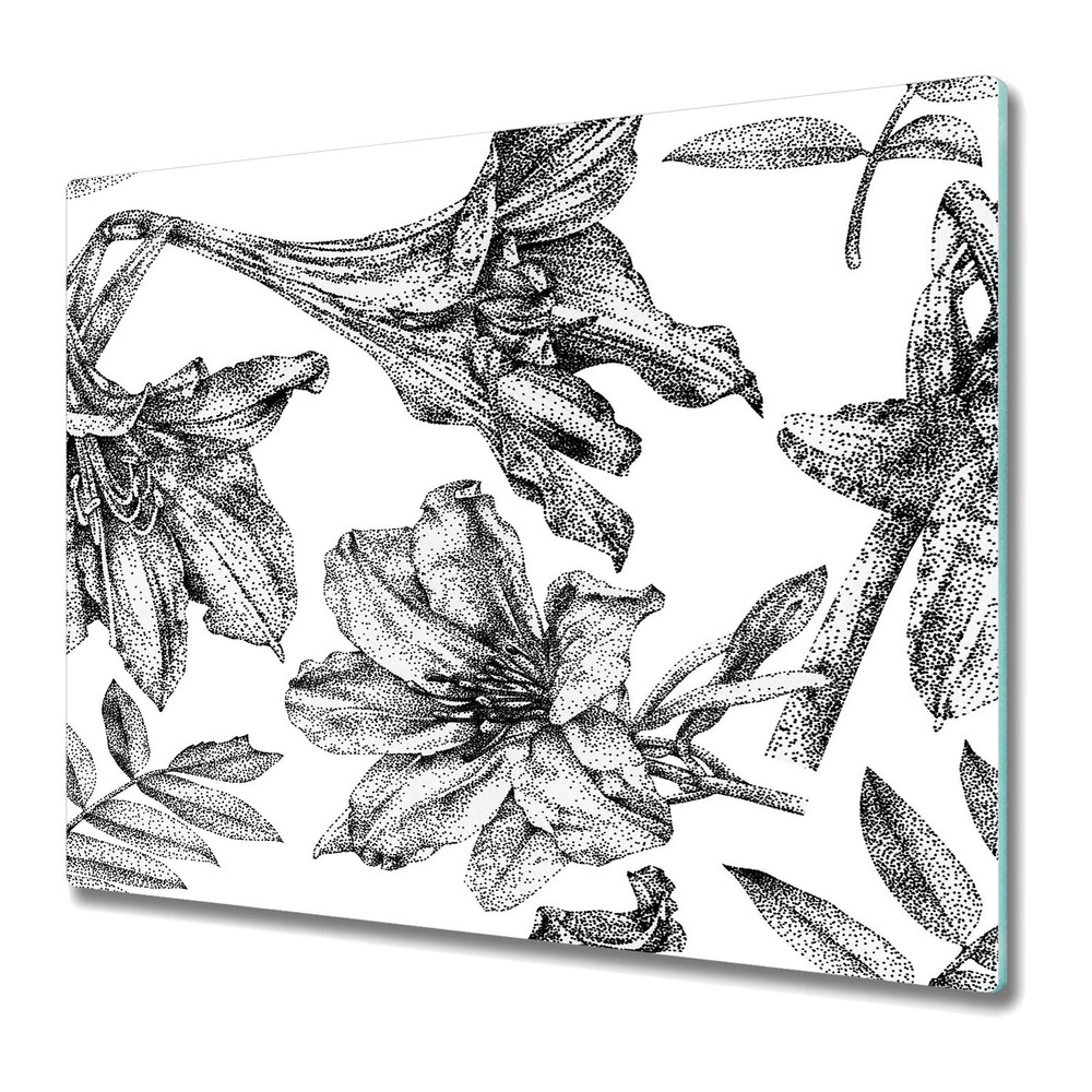 Glass Cutting Board Worktop Saver Dotted Lillie Floral Flowers 60x52