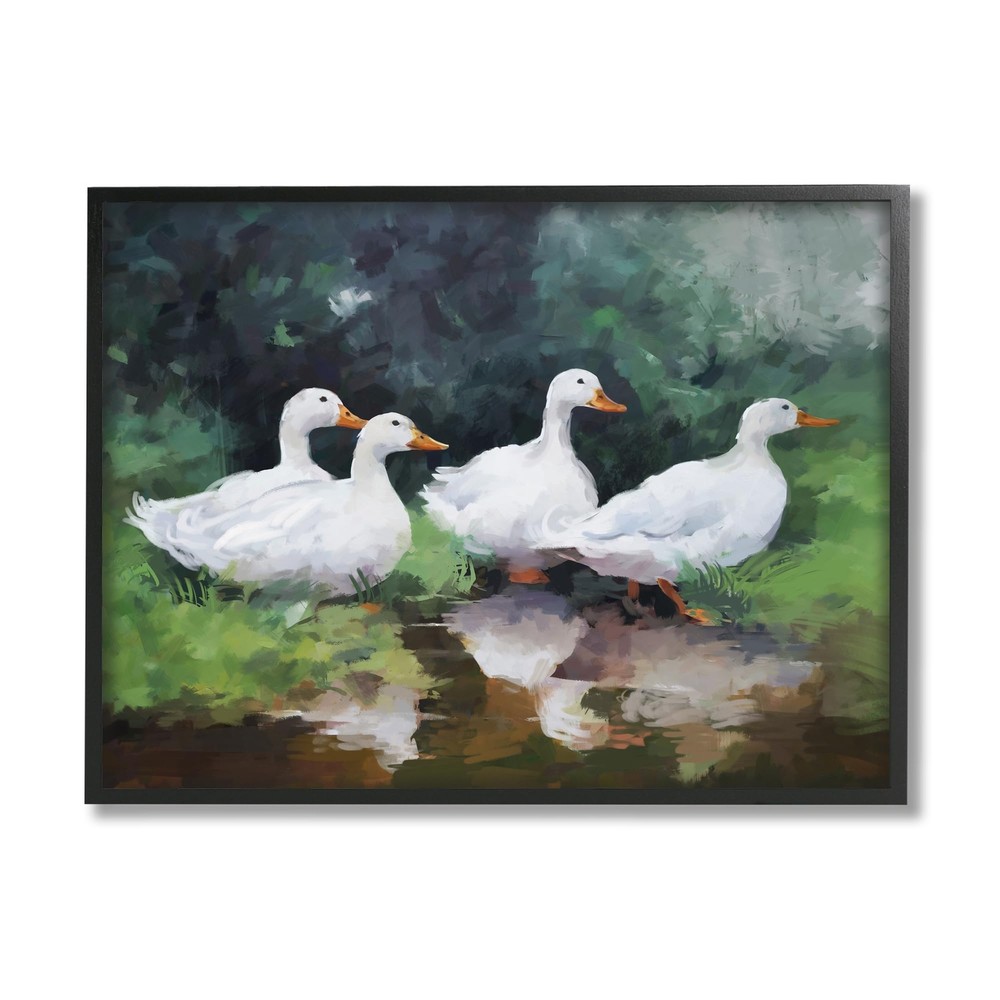 White Ducks Landscape Framed Giclee Art Print by Ziwei Li