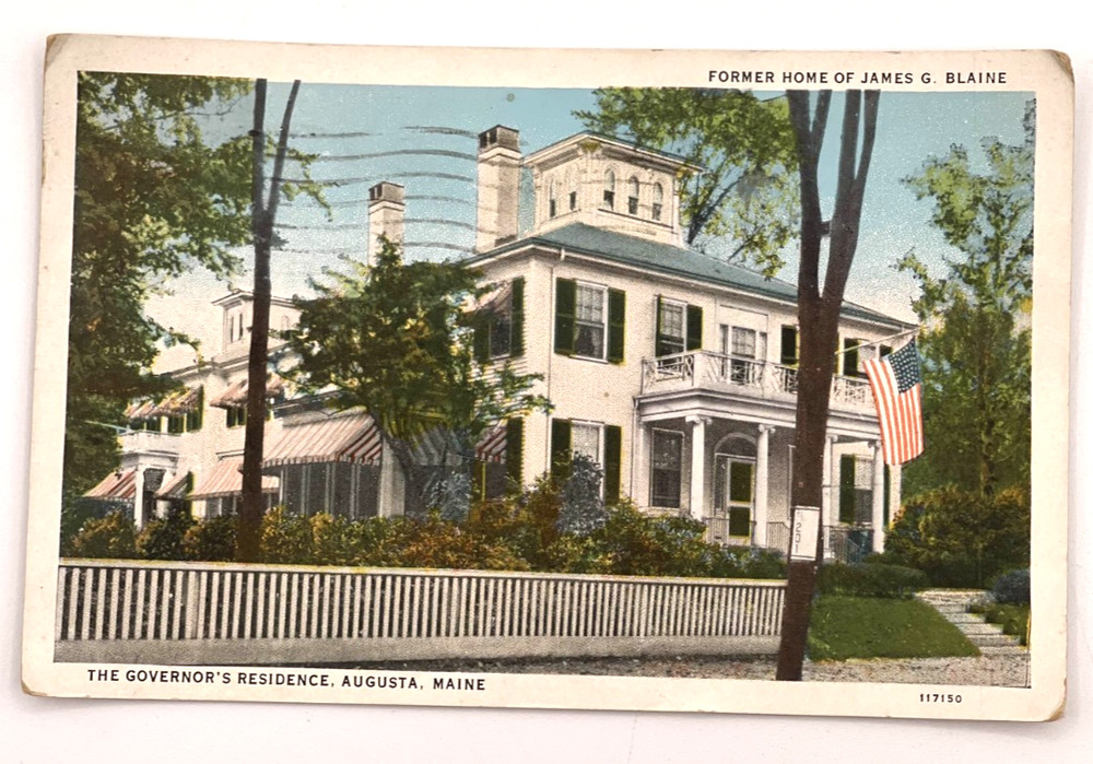 Governor’s Residence Augusta Maine Postcard – Former Home of James G. Blaine