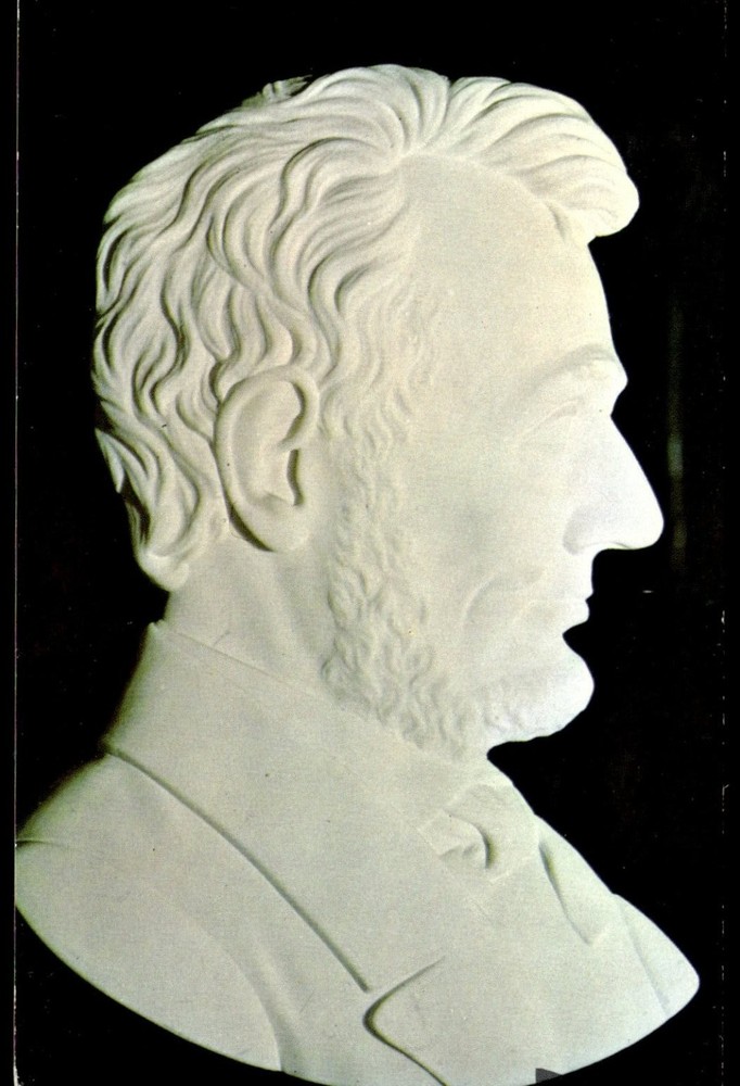 Abraham Lincoln Marble Relief Carving Vermont Postcard VT 444