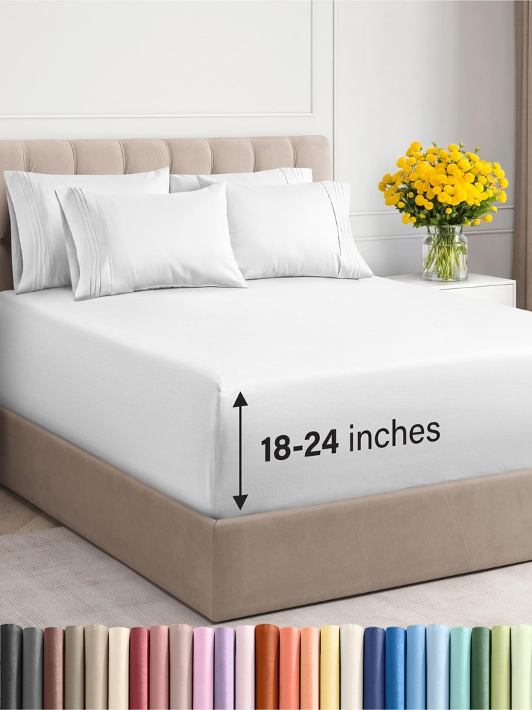 Extra Deep King 6-Piece Breathable Cooling Luxury Hotel Sheet Set