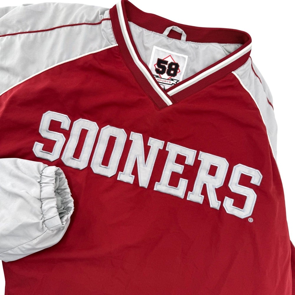 Vintage 58 Sports Oklahoma Sooners Pullover Windbreaker Jacket Mens XL V-Neck