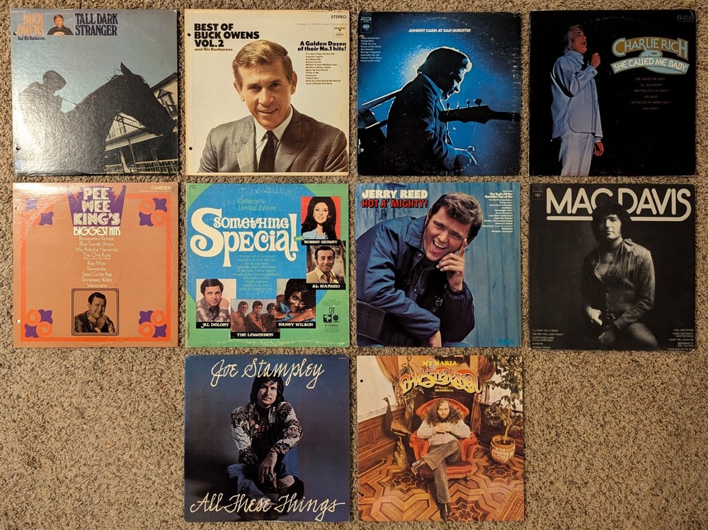 Lot of 10 Vinyl LP Albums (Country) Buck Owens, Johnny Cash, Mac Davis & More