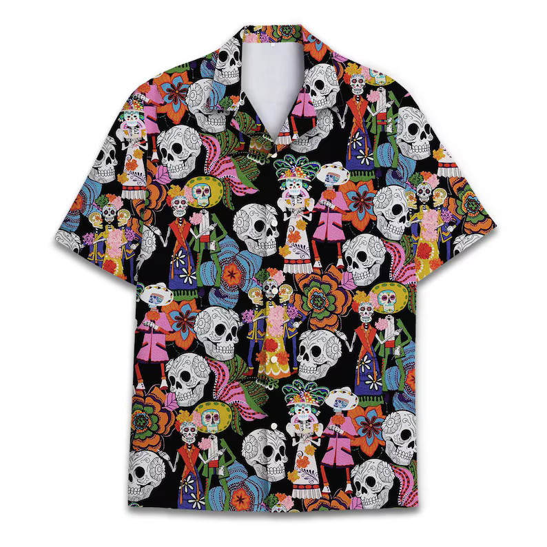 floral skull cinco de mayo hawaiian shirt