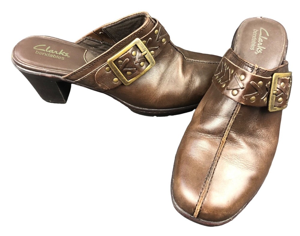 Clarks Bendables 83545 Brown Mule Clogs Slip On Women's Size 8 Shoe