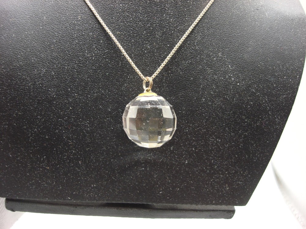 Vintage Faceted Rock Crystal Quartz Pendant Sterling Silver Necklace!