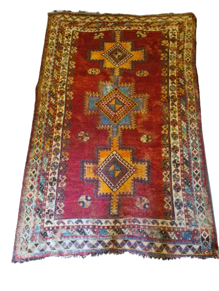 Antique living room hand knotted Oriental carpet 193 x 122 cm carpet rug unique