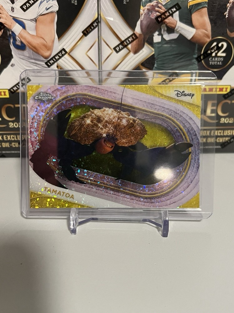 2025 Topps Chrome Disney Tamatoa Yellow Mini Diamond Refractor