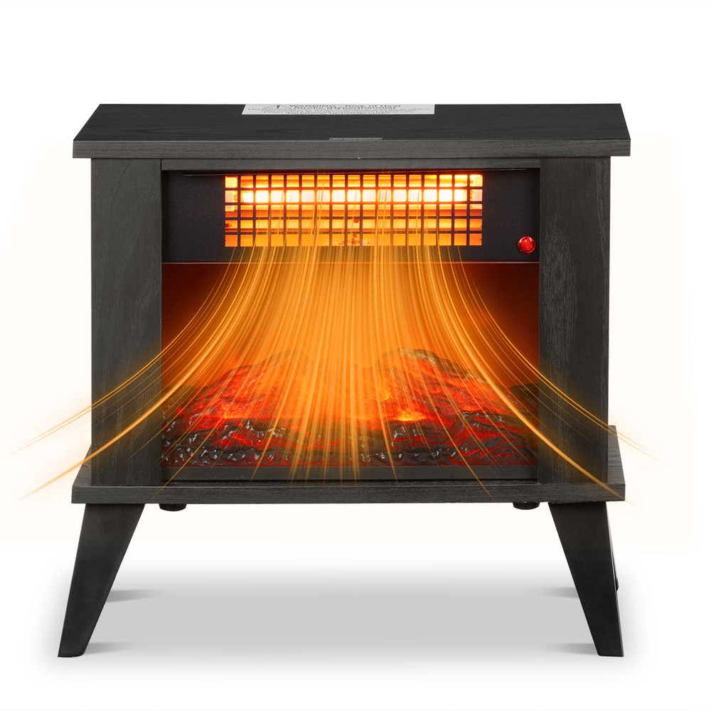 15 Inch Freestanding Electric Fireplace Heater Portable Wooden Stove 3D Flame