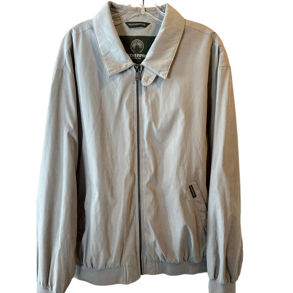 Weatherproof Men’s XL Gray LS Full Zip Cotton Polyester Nylon Bomber Jacket