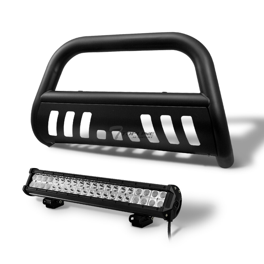 Topline For 2004-2023 Ford F150 Matte Black Bull Guard w/120W CREE LED Light Bar