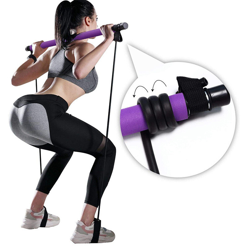 Fitness Yoga Pilates Bar Portable Gym Accessories Sport Elastic Bodybuilding Res