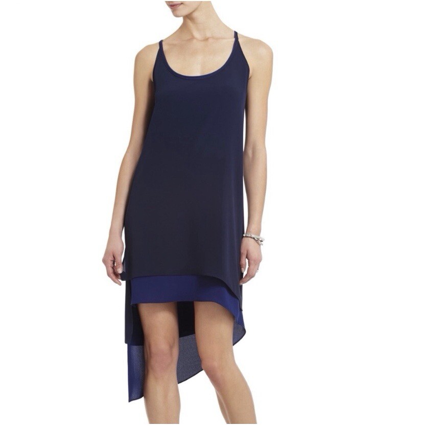 NWT BCBG Max Azria GIGI Dress Blue Size medium Assymetrical Sleeveless Hi-low
