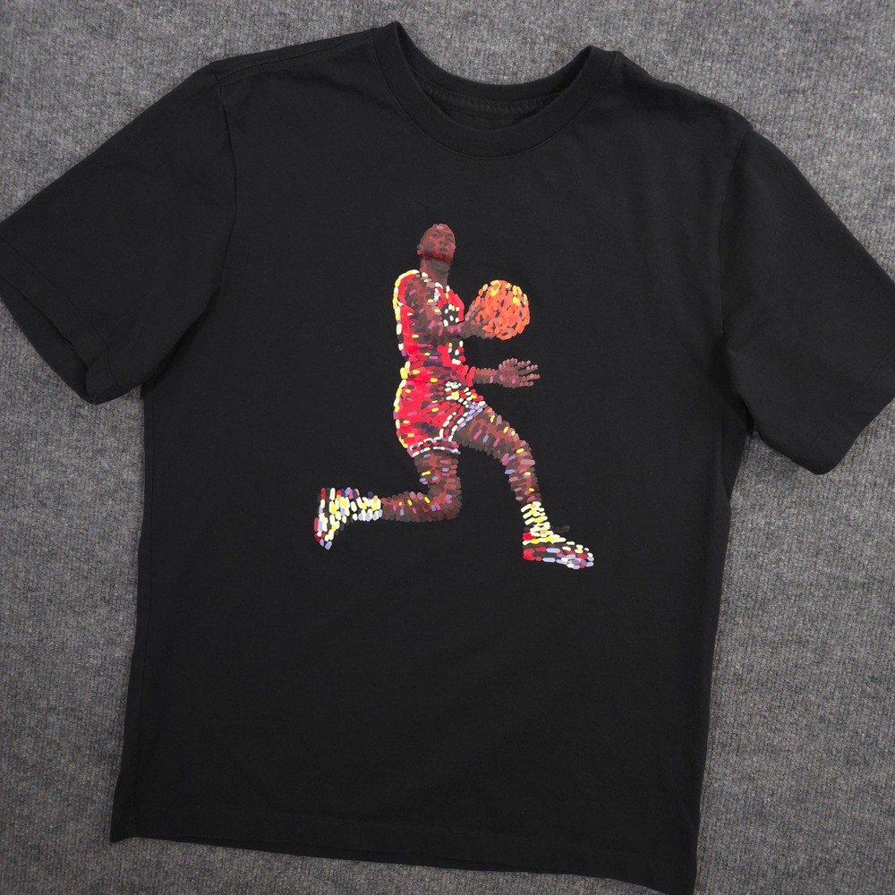 Air Jordan T Shirt Mens M Black Pointillism Painting Flight Essentials Graphic