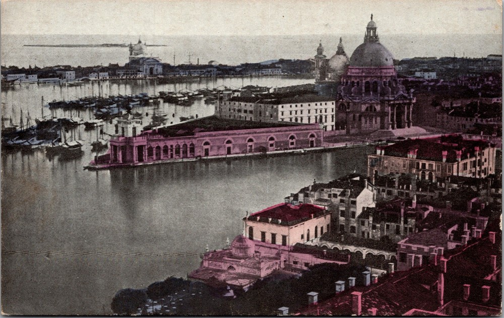 Postcard Italy Venice Bird�s Eye View Grand Canal Dome Boats