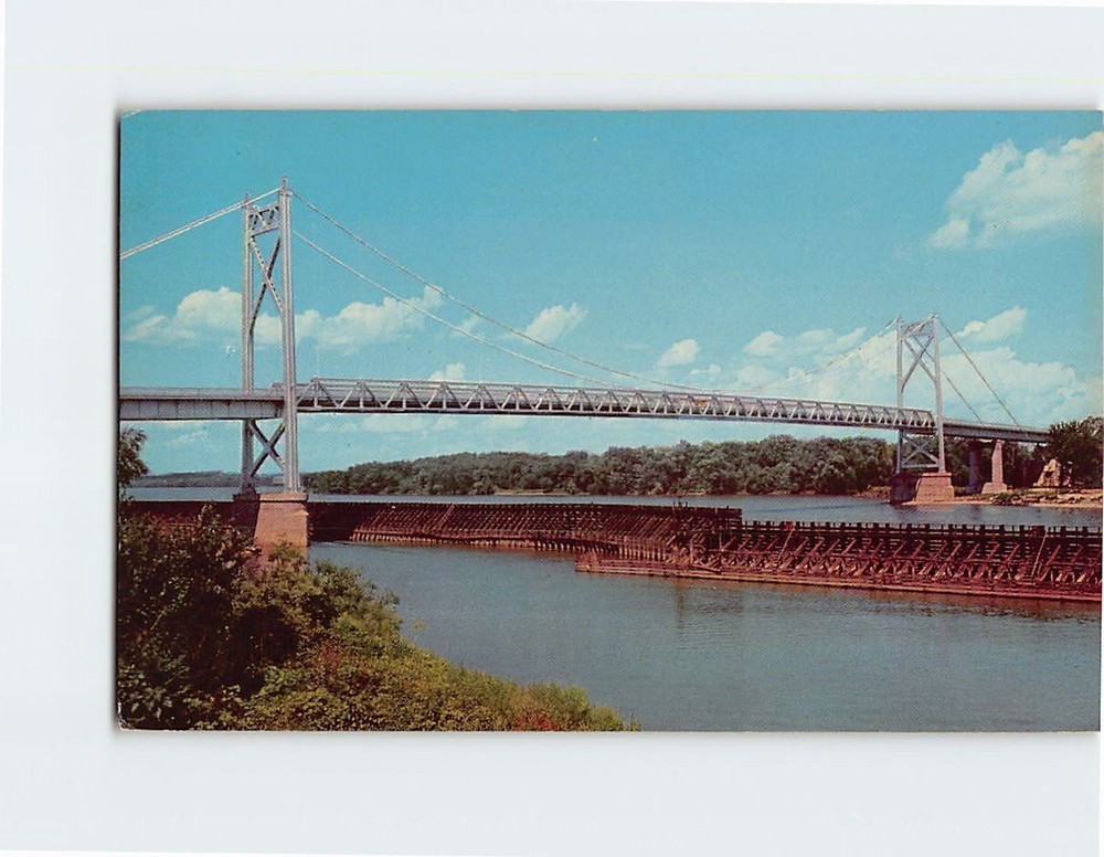 Postcard Gateway Bridge Mississippi River Clinton Iowa USA