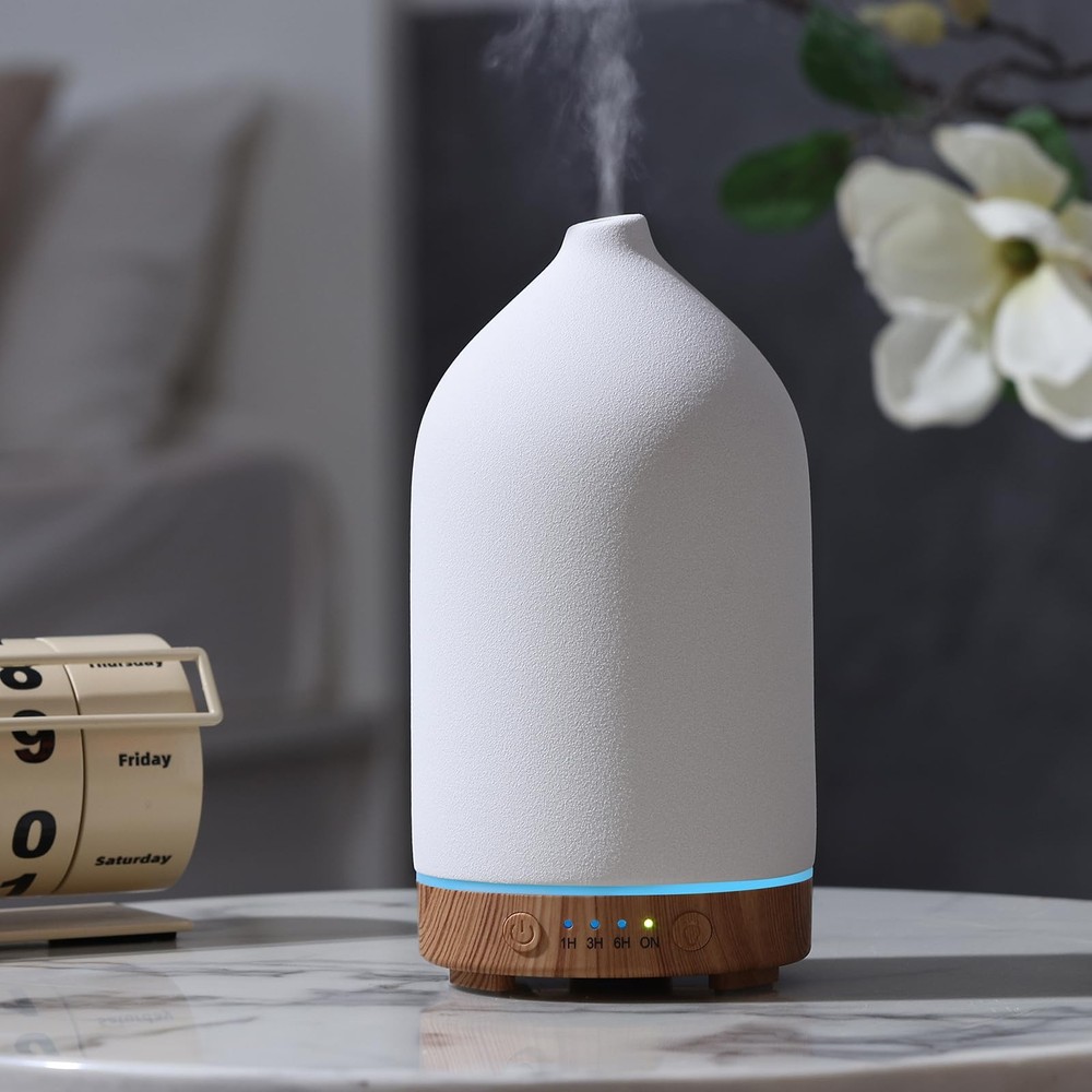 Gooamp 200ML Ultrasonic Ceramic Essential Oil Diffuser for Aromatherapy & Humidification