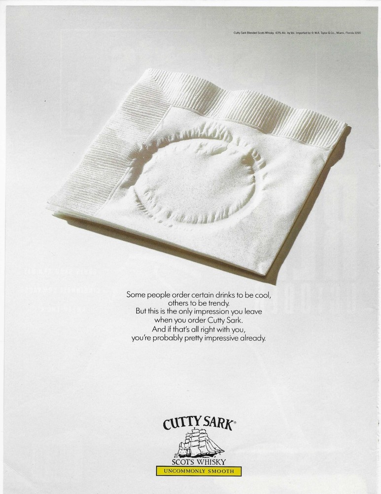 Cutty Sark'  Scots Whisky Original Print Ad