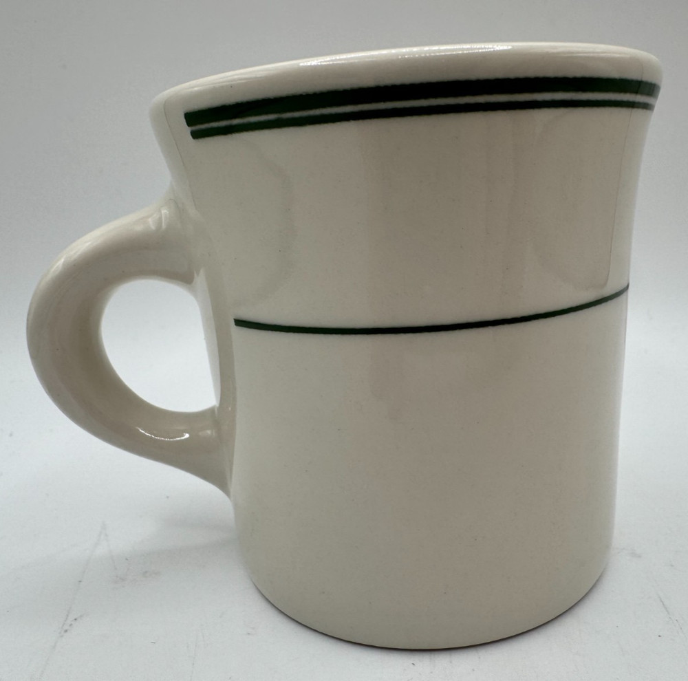 NEW Vtg Homer Laughlin Green Stripe 8 Oz Ceramic Diner Mug Restaurant Ware
