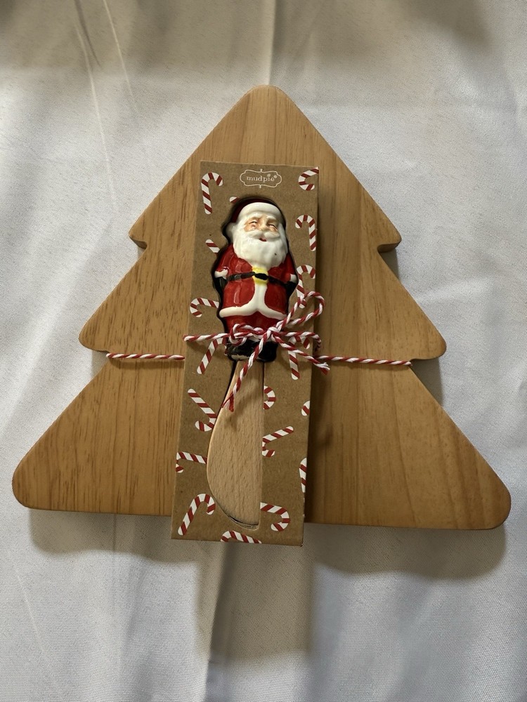 Mudpie Christmas Tree Board With Santa Spreader