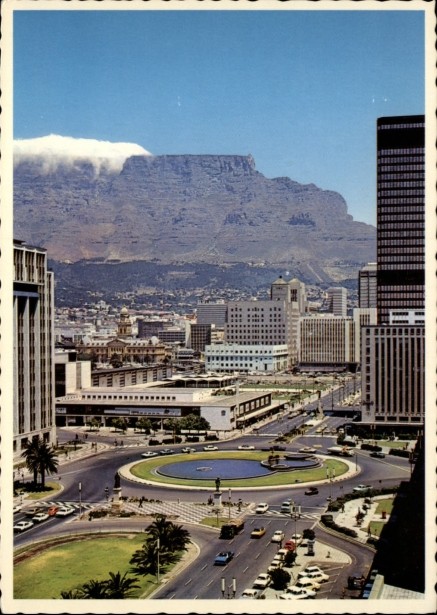 South Africa Cape Town aerial view from Railway Station ~ unused postcard sku189