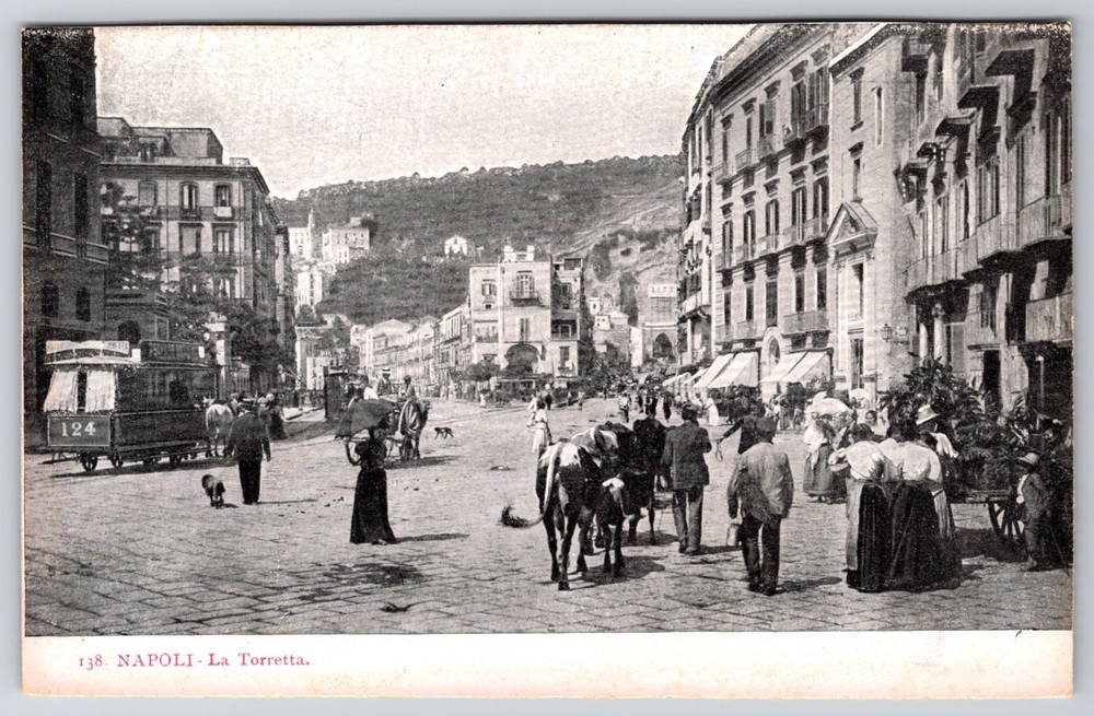 Italy Napoli Naples Piazza della Torretta Street Scene Storefronts Postcard