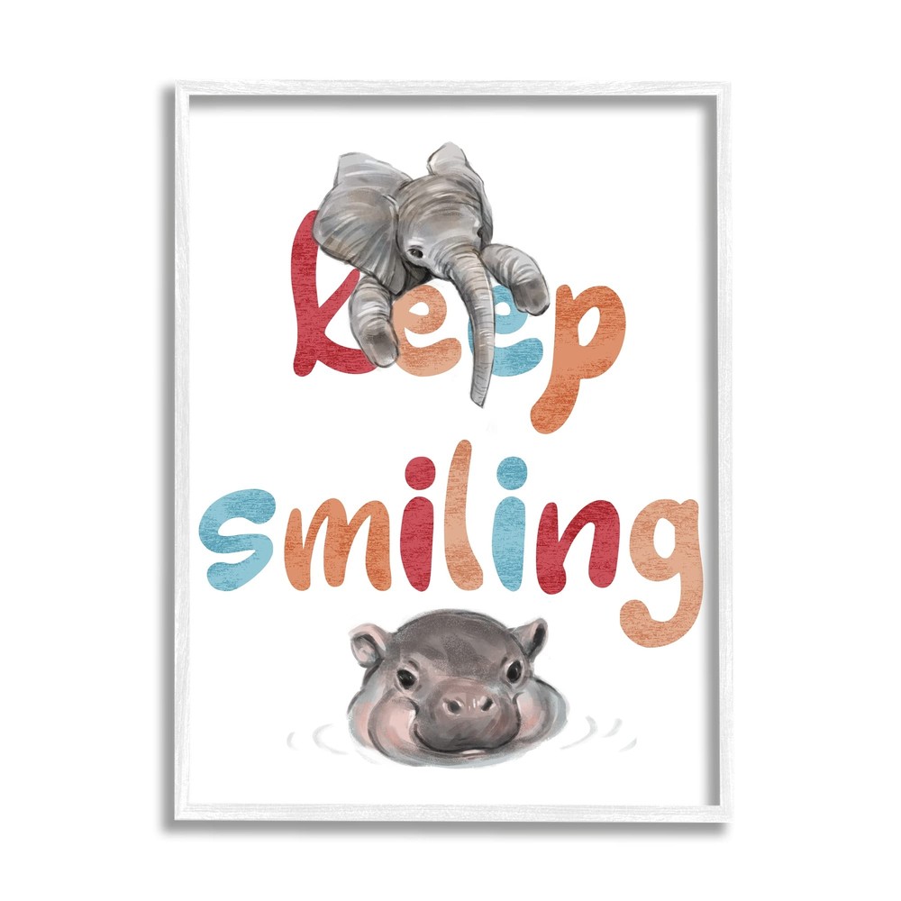 Keep Smiling Motivational Children's Phrase Baby Elephant Hippo, Designed by ...