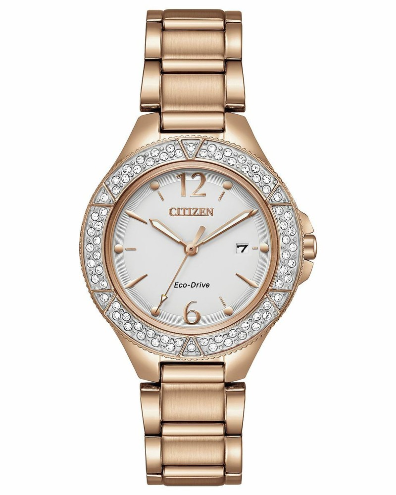 Citizen Women's Eco-Drive Stainless Steel Watch with Swarovski Crystals 50m Water Resistant Fe1163-56a