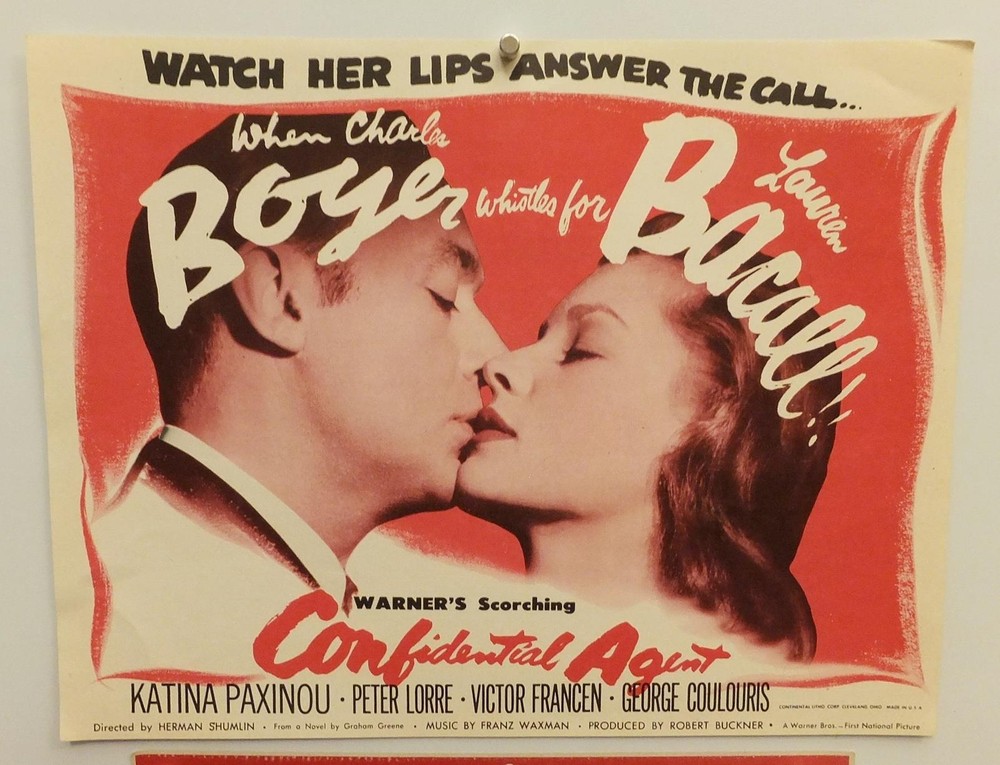 CONFIDENTIAL AGENT Movie HERALD #2 LAUREN BACALL Vtg 1945 BOYER Flat MINI POSTER