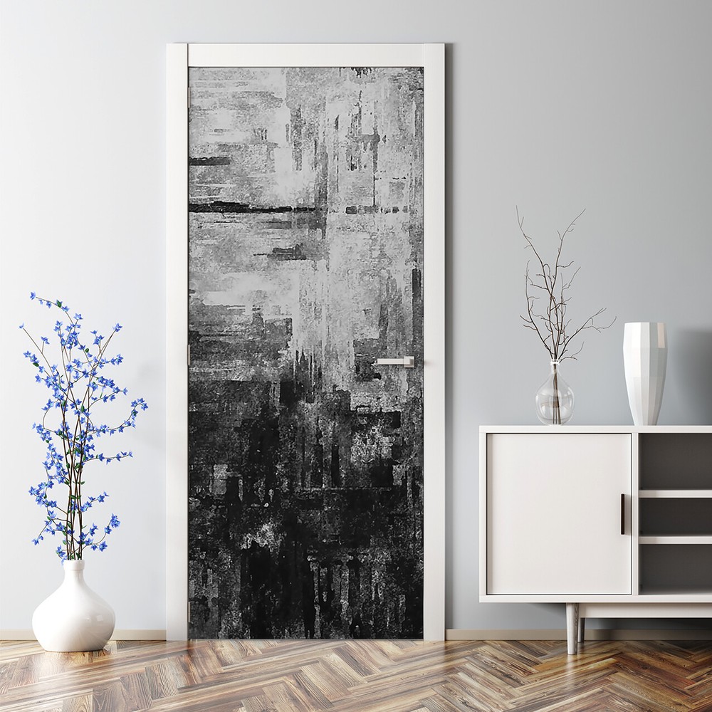 Black White Abstract Mural Bubble-Free Self-Adhesive Watercolor Door Sticker