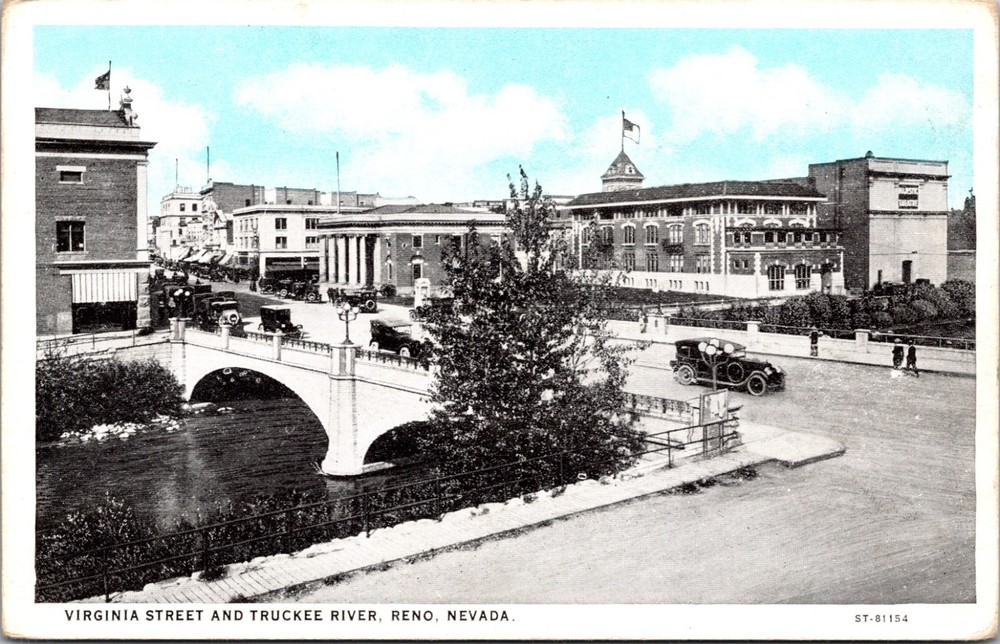 Virginia Street and Truckee River Bridge Scene Reno Nevada ST-81154