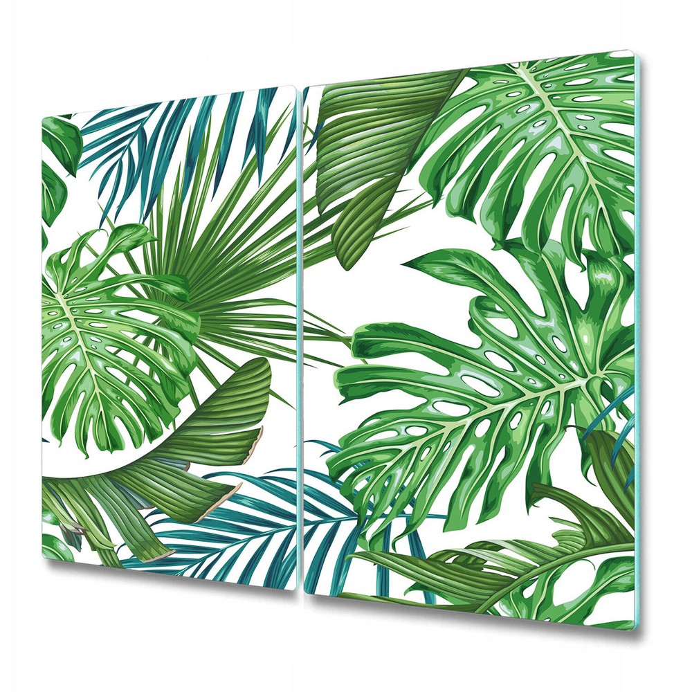 Glass Worktop Saver Minty Monstera Forest delicate Watercolour 2x30x52