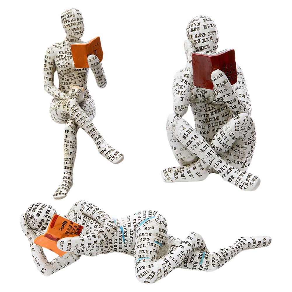 Reading Woman Figurine Pulp Women Reading Bookshelf Abstract Decor Resin Decors