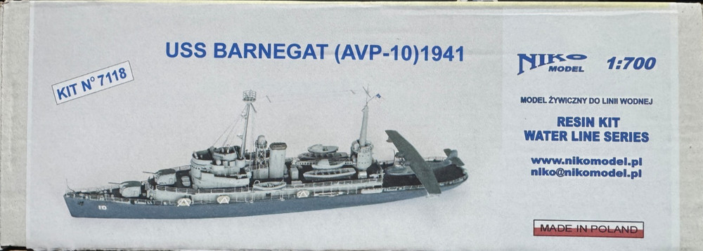 NIKO MODEL 1/700 #7118 USS Barnegat AVP-10 1941 small seaplane tender resin ship