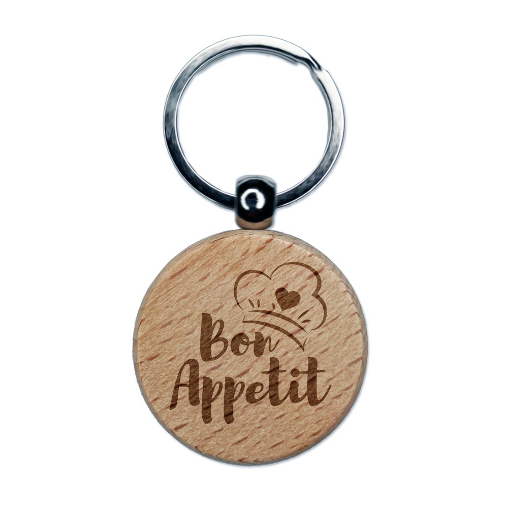 Personalized Bon Appetit Cooking Baking Wooden Keychain Charm  