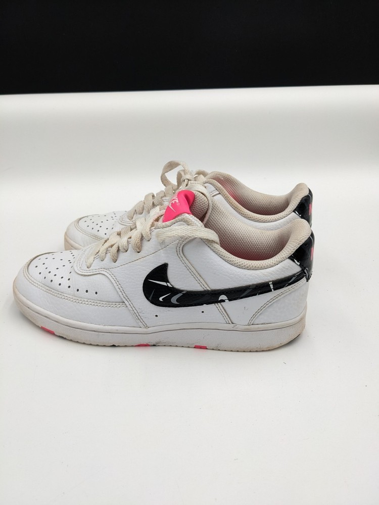 Nike Court Vision Low Sneakers Womens SIZE 7 White Black Pink DM8079-100