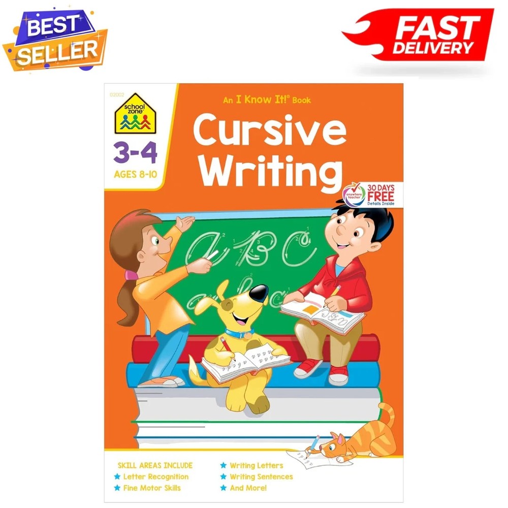 Cursive Workbook Writing Handwriting Practice Tracing Letters Ages 8 to 10 - NEW