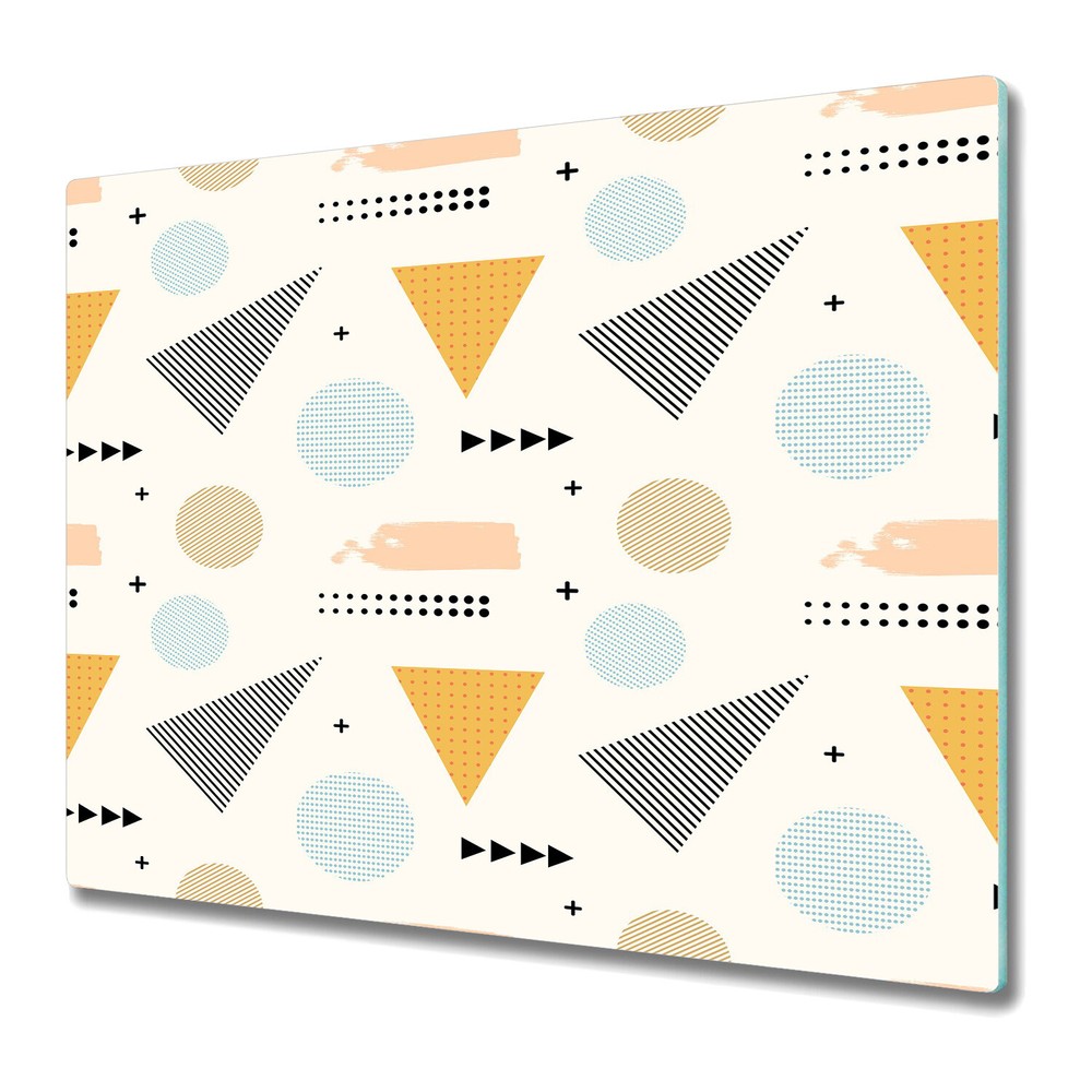 Serving Chopping Board Glass Cover Colourful shapes Simple Minimalistic 60x52
