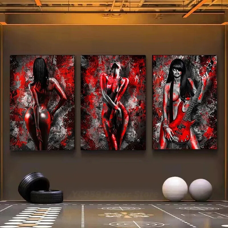 Abstract Sexy Women Graffiti Canvas Painting Home Decor Mural Canvas Wall Art