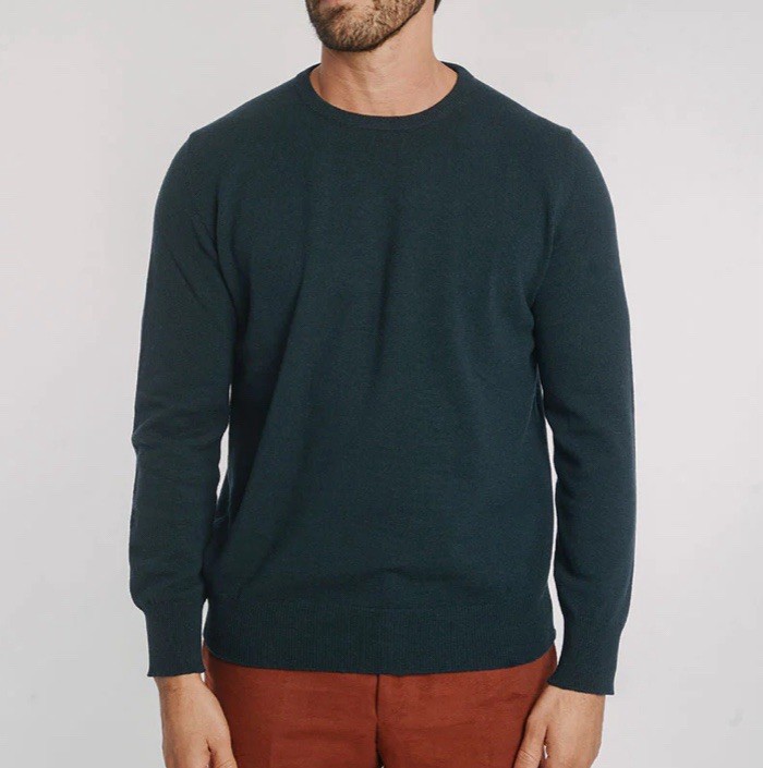 Duchamp London Sweater Men's XL Merino Wool Teal Crew Neck Pullover $175